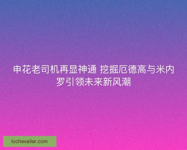 申花老司机再显神通 挖掘厄德高与米内罗引领未来新风潮