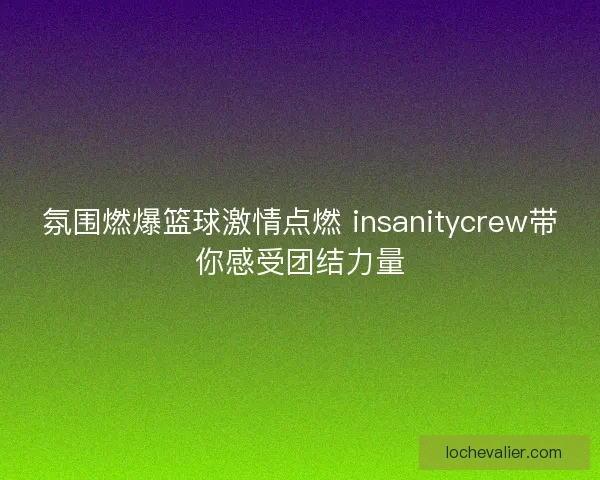 氛围燃爆篮球激情点燃 insanitycrew带你感受团结力量